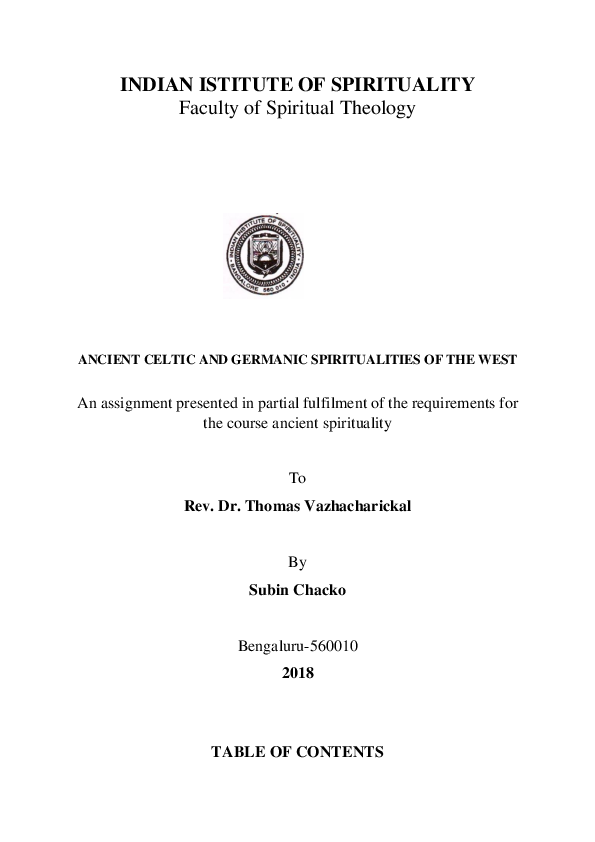 CELTIC AND GERMANIC SPIRITUALITIES OF WEST