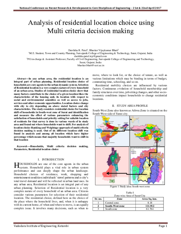 (PDF) Analysis of residential location choice using Multi criteria ...