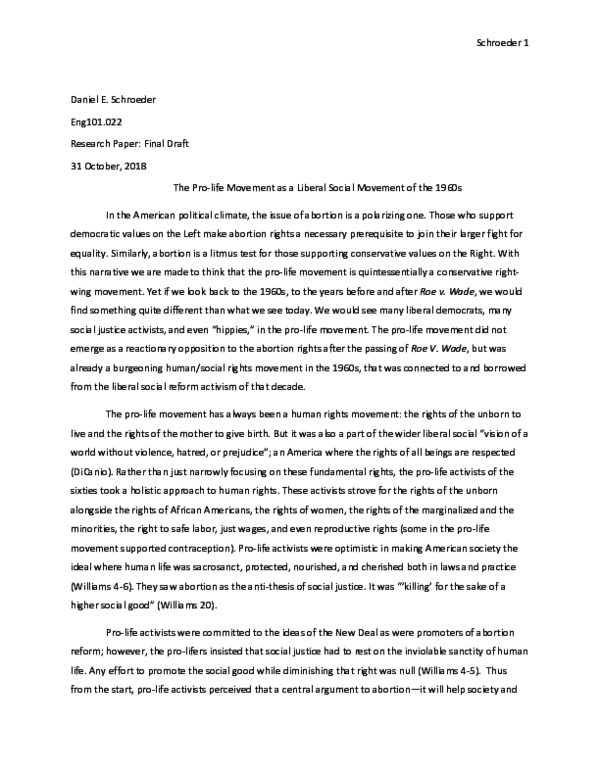 pro life research paper