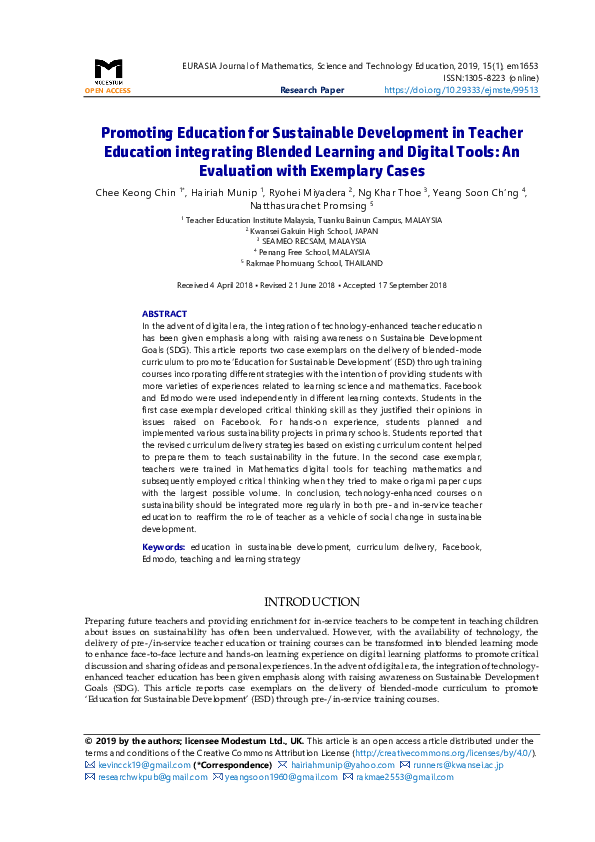 (PDF) Promoting Education for Sustainable Development in Teacher ...