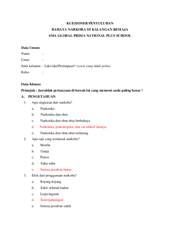 Doc Kuesioner Narkoba Sara Vi Academia Edu