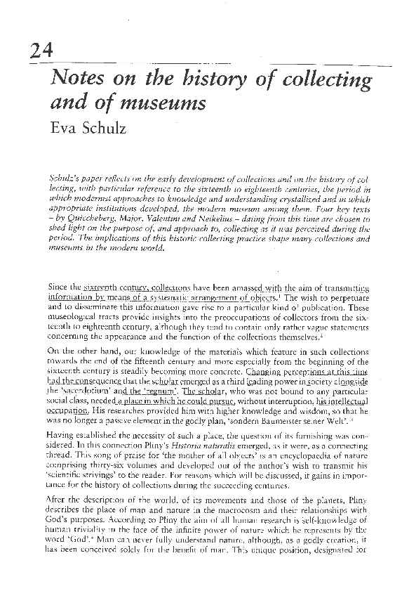 (PDF) Notes on the history of collecting and of museums