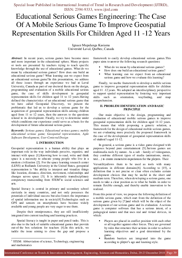 (PDF) Educational Serious Games Engineering: The Case Of A Mobile ...