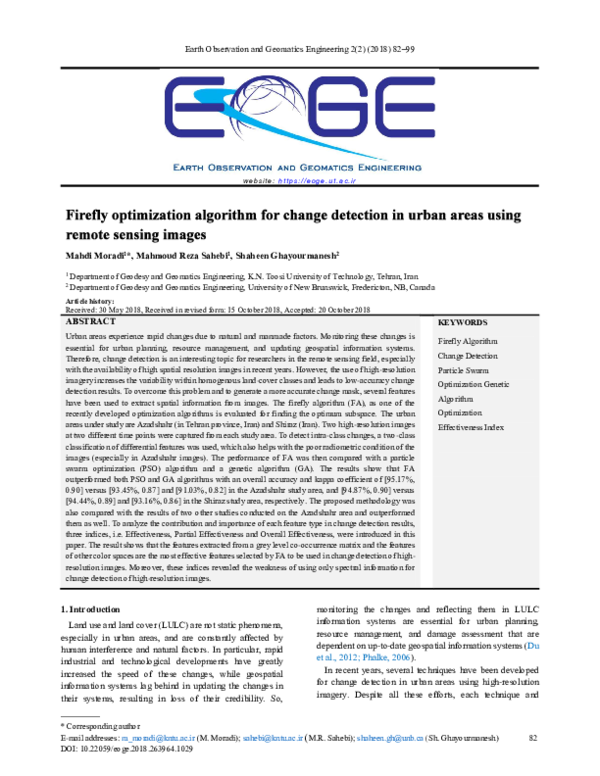 (PDF) Firefly optimization algorithm for change detection in urban ...