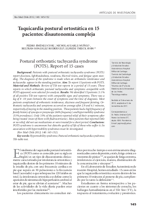 (PDF) Postural Orthostatic Tachycardia Syndrome (POTS) and Vitamin B12
