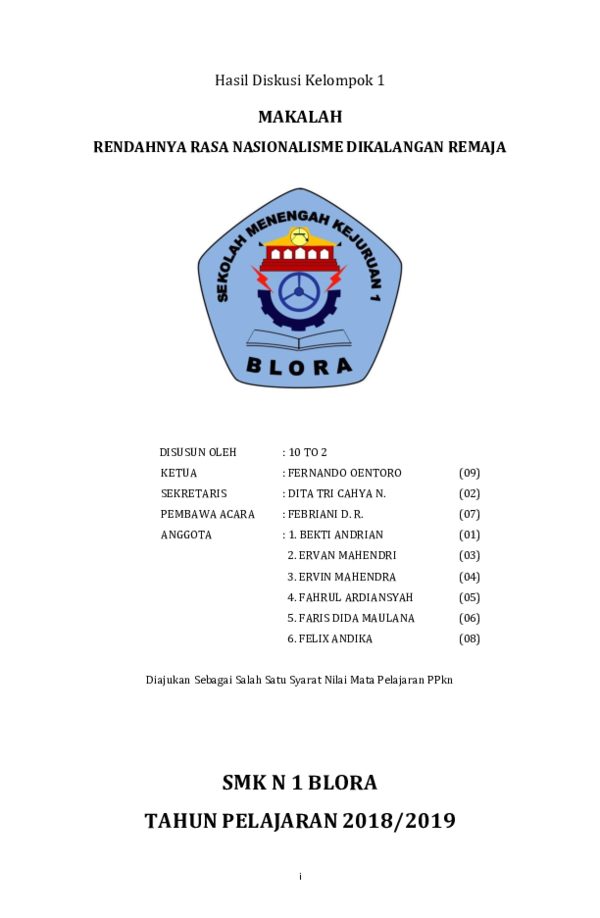 Doc Makalah Rendahnya Rasa Nasionalisme Docx Tcomp Net Academia Edu