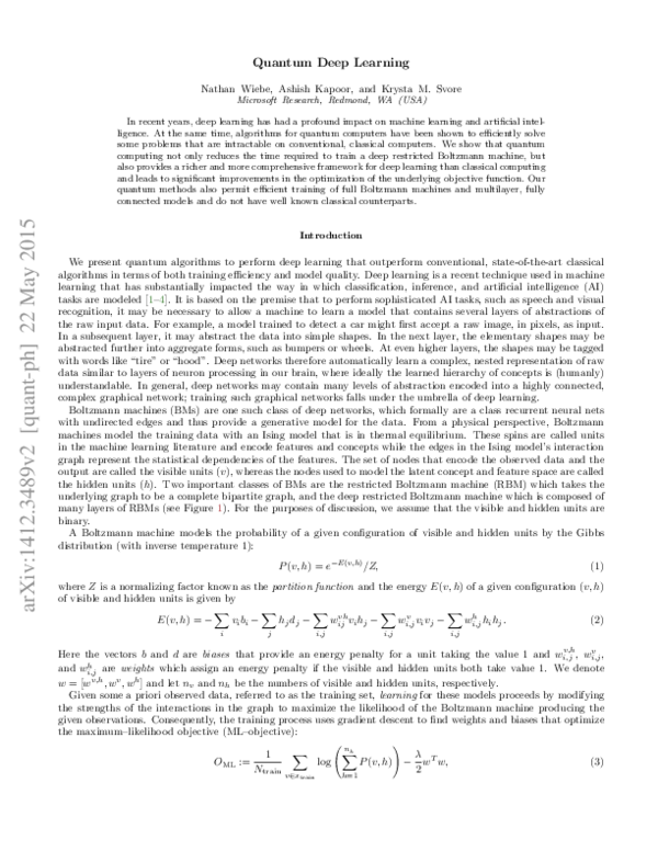 (PDF) Quantum Deep Learning