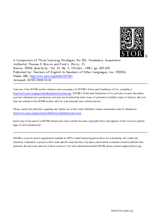 (PDF) A Comparison of Three Learning Strategies for ESL Vocabulary ...