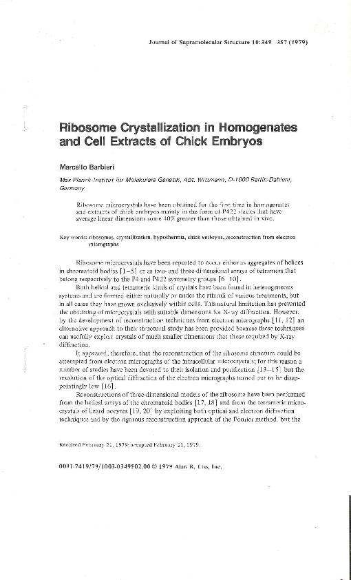 (PDF) Barbieri M (1979) Ribosome crystallization in homogenates of ...
