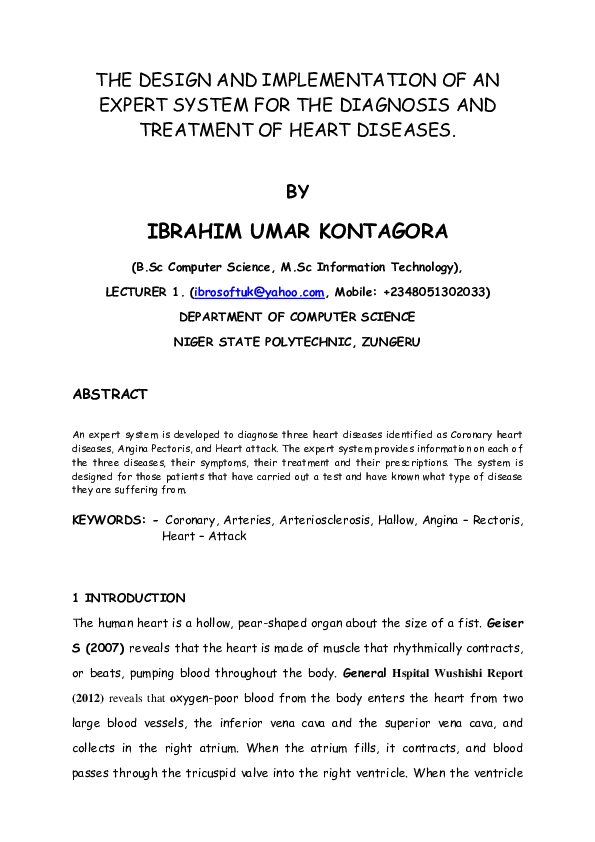(PDF) The Design and Implementation of an expert system for the ...