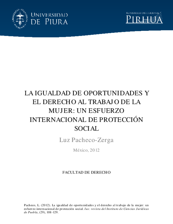 (PDF) LA IGUALDAD DE OPORTUNIDADES Y EL DERECHO AL TRABAJO DE LA MUJER ...
