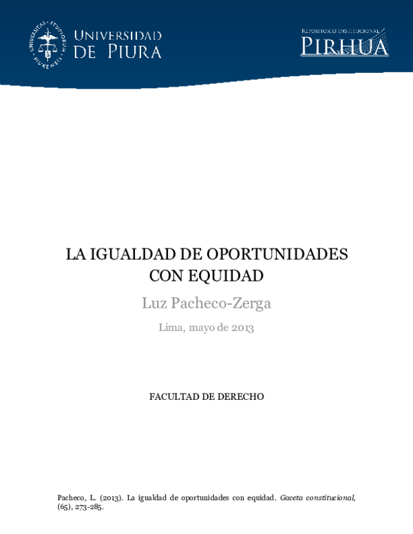 (PDF) LA IGUALDAD DE OPORTUNIDADES CON EQUIDAD