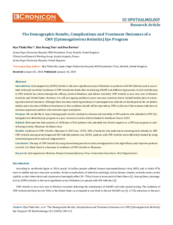 (PDF) The Demographic Results, Complications and Treatment Outcomes of ...
