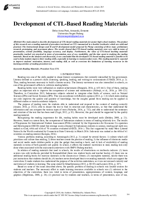 Pdf Pengembangan Bahan Ajar Membaca Teks Prosedur Berbasis Contextual Pdf Pengembangan Bahan Ajar Membaca Teks Prosedur Berbasis Contextual