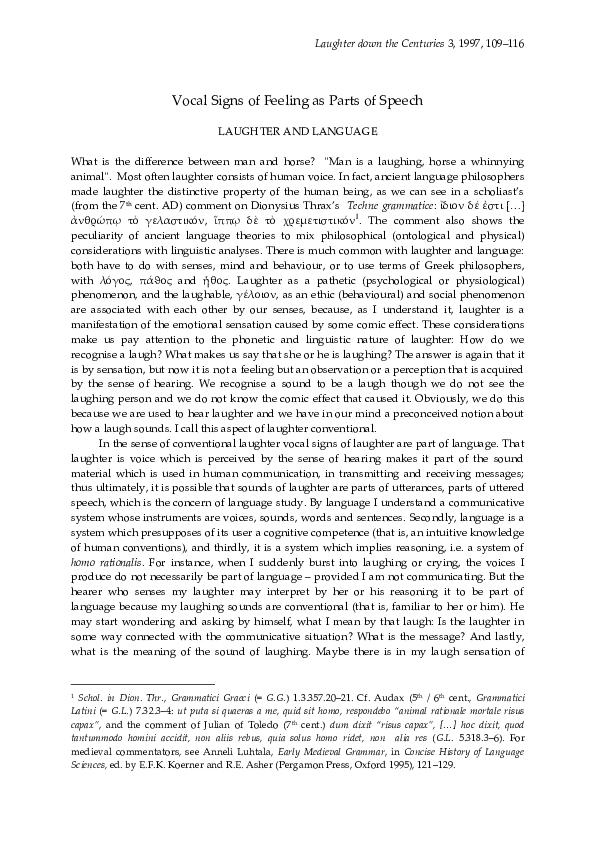 (PDF) Vocal Signs of Feeling as Parts of Speech