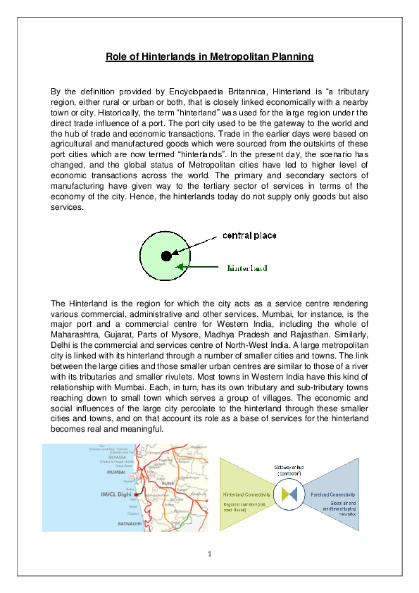 (PDF) Role of Hinterlands in Metropolitan Planning