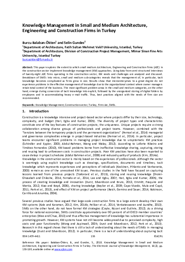 (PDF) Knowledge Management in Small and Medium Architecture ...