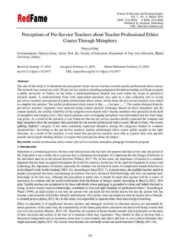 (PDF) Perceptions of Pre-Service Teachers about Teacher Professional ...
