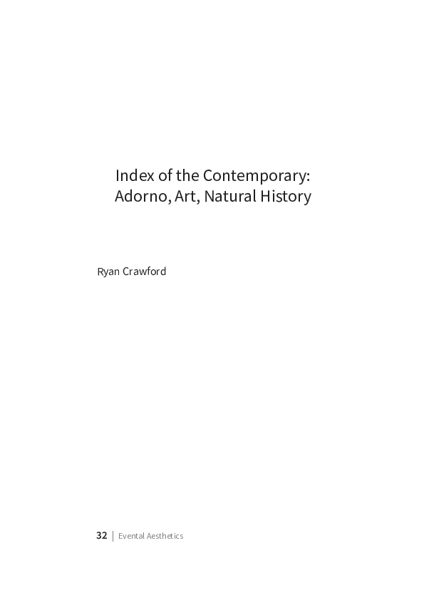 (PDF) "Index of the Contemporary Adorno, Art, Natural History" Ryan