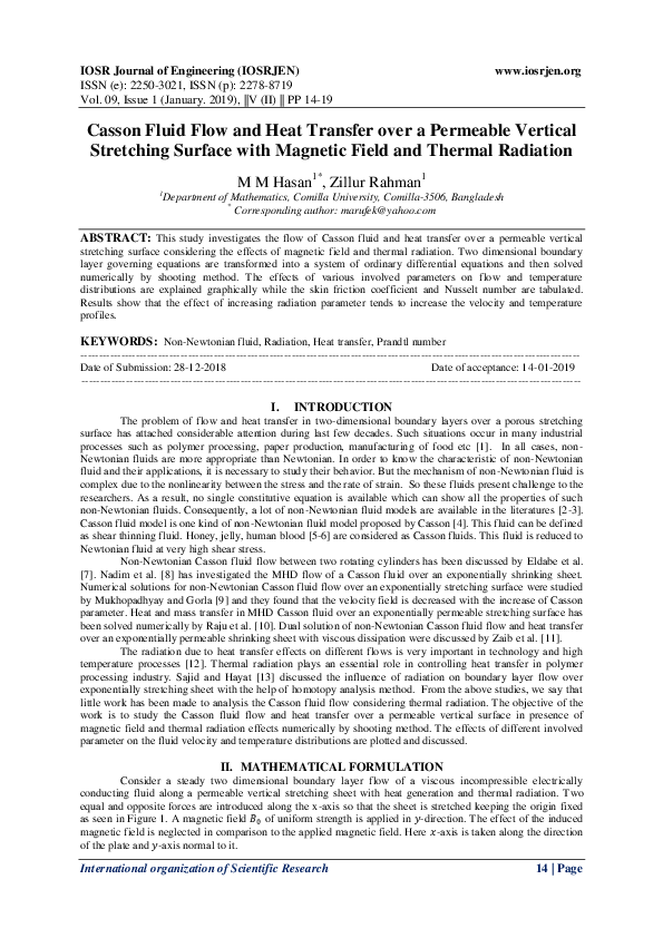(PDF) Casson Fluid Flow and Heat Transfer over a Permeable Vertical ...
