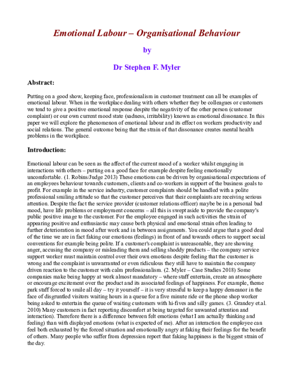 Essay emotional labour image