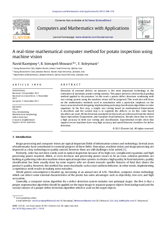 (PDF) A real-time mathematical computer method for potato inspection ...