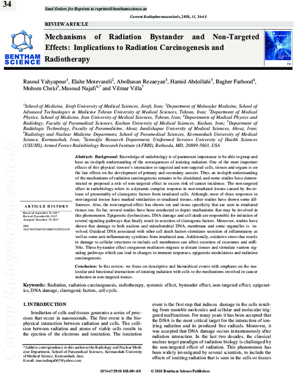 (PDF) Mechanisms of Radiation Bystander and Non-Targeted Effects ...
