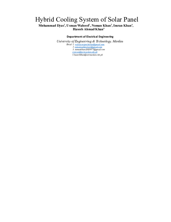 (DOC) Hybrid Cooling System of Solar Panel