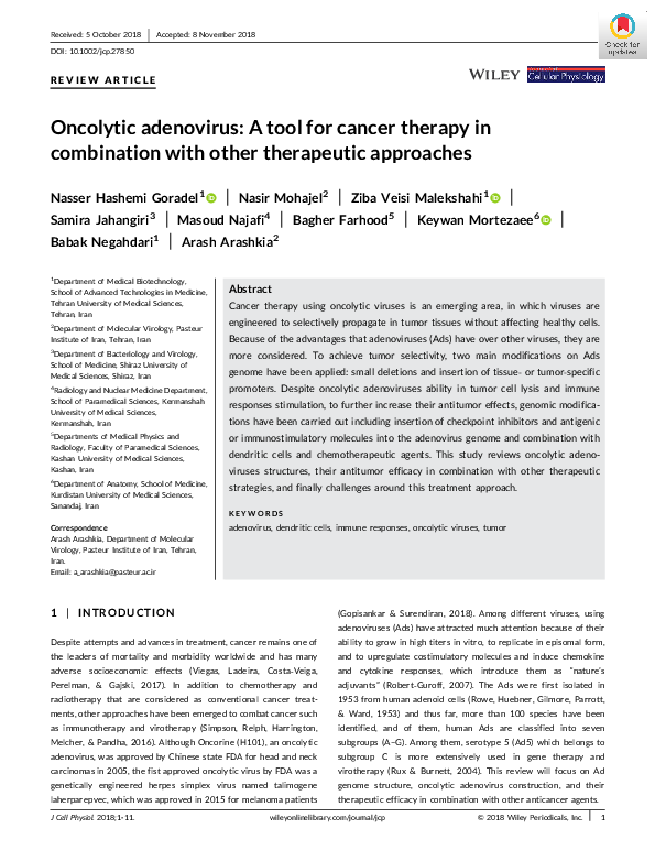 (PDF) Oncolytic adenovirus: A tool for cancer therapy in combination ...