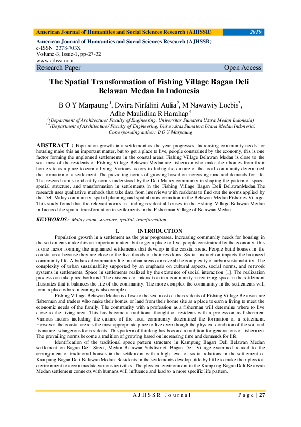 (PDF) The Spatial Transformation of Fishing Village Bagan Deli Belawan