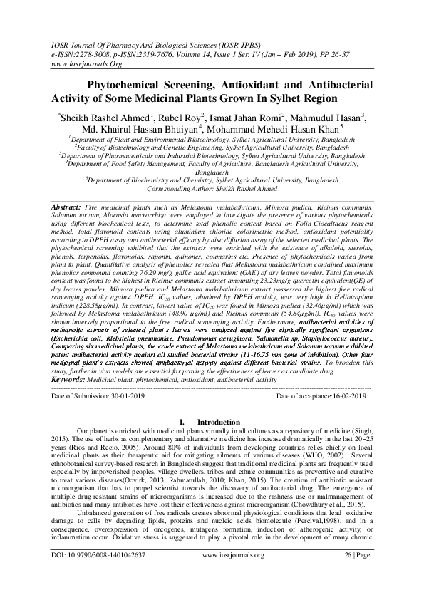 (PDF) Phytochemical Screening, Antioxidant and Antibacterial Activity ...