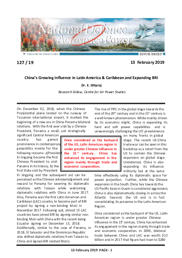 (PDF) China's Growing Influence in Latin America & Caribbean and ...