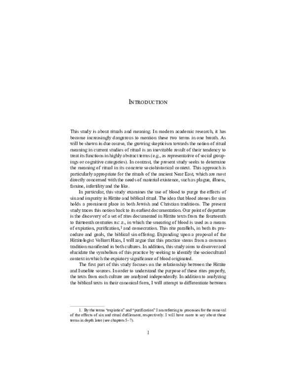 (PDF) Blood Expiation in Hittite and Biblical Ritual: Origins, Context ...