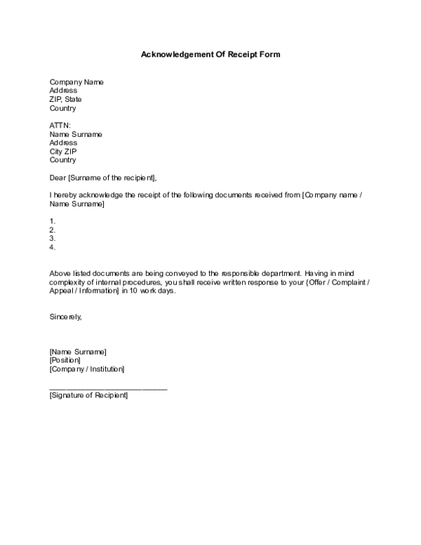 Doc Acknowledgement Of Receipt Form Digitronics Enterprises Academia Edu