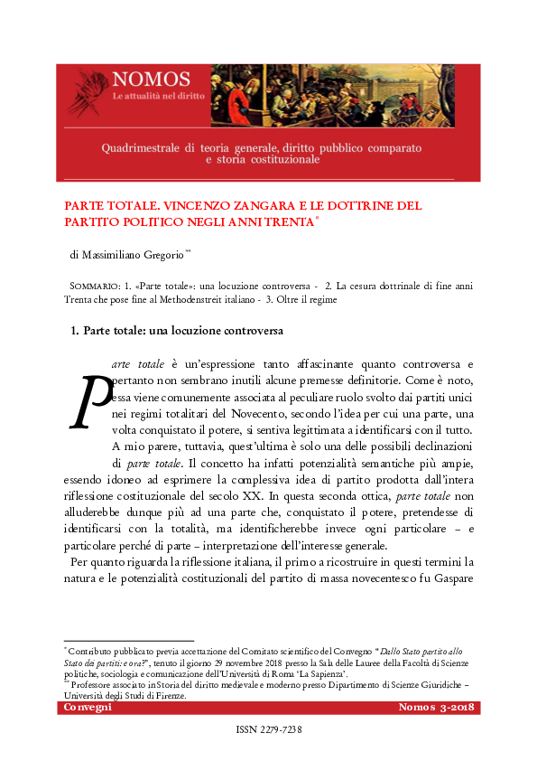 (PDF) Parte totale. Vincenzo Zangara e le dottrine del partito politico