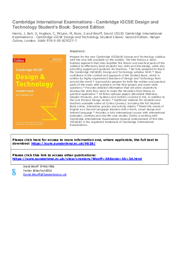  PDF Cambridge International Examinations Cambridge IGCSE Design And 