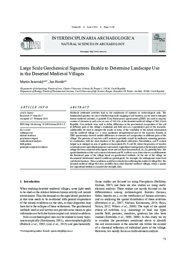 (PDF) Large Scale Geochemical Signatures Enable to Determine Landscape ...
