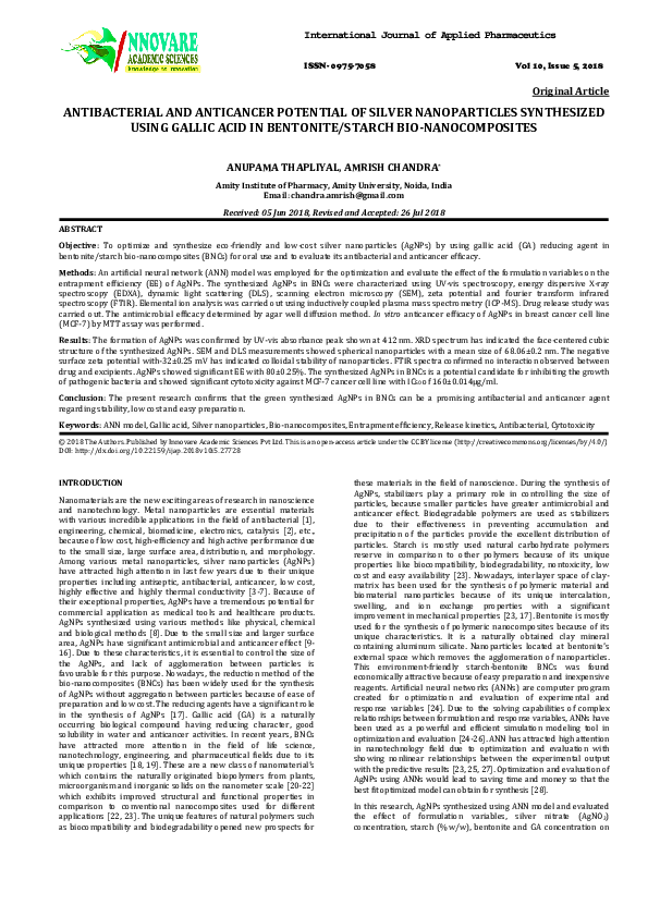 (PDF) Antibacterial and anticancer potential of silver n