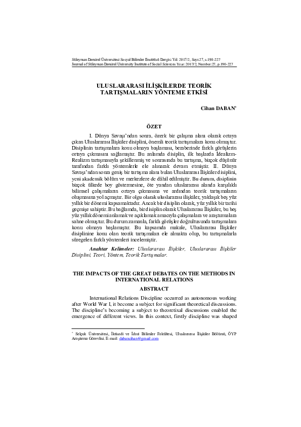 (PDF) THE IMPACTS OF THE GREAT DEBATES ON THE METHODS IN INTERNATIONAL