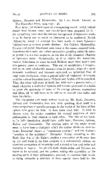 (PDF) Harry Austryn Wolfson, “Review of ‘Spinoza, Descartes and