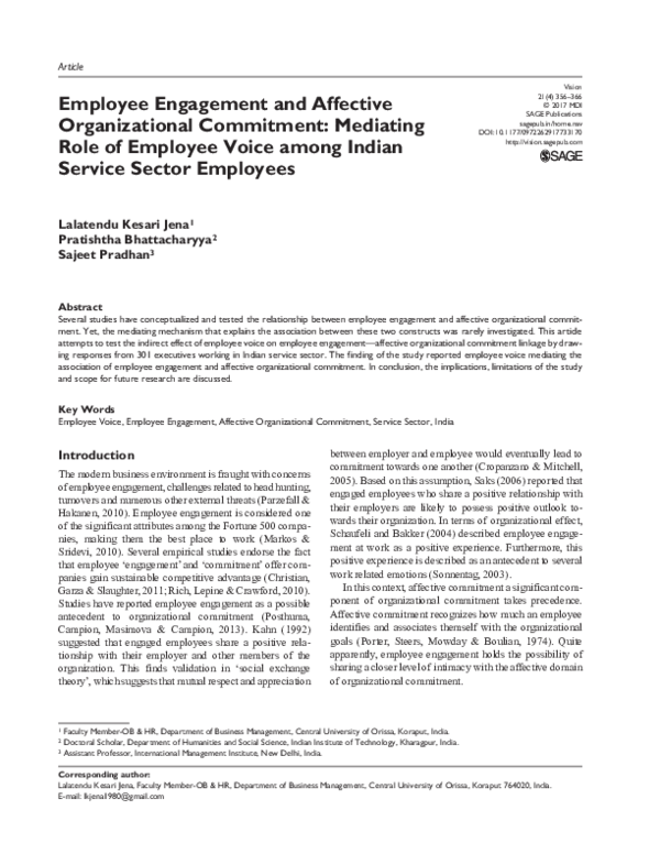 (PDF) Employee Engagement and Affective Organizational Commitment ...