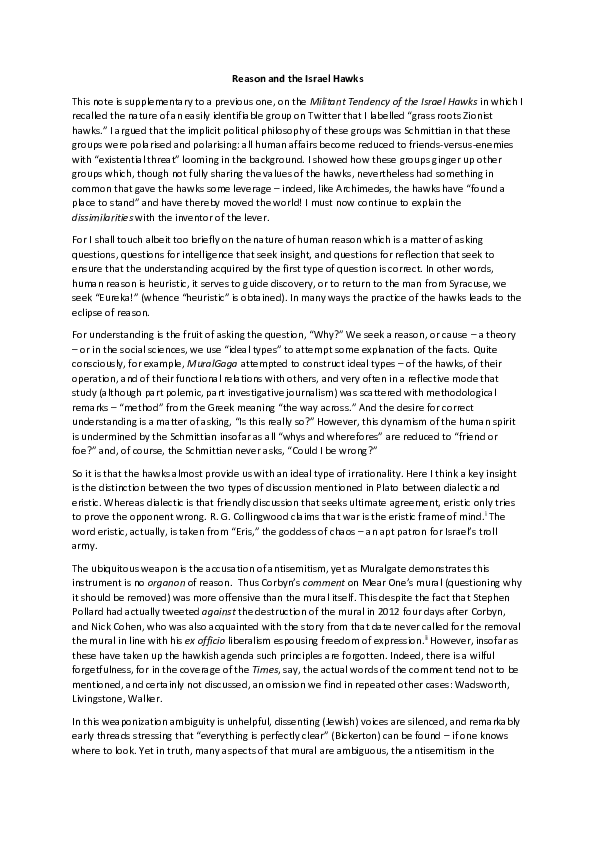 Reason and the Israel Hawks