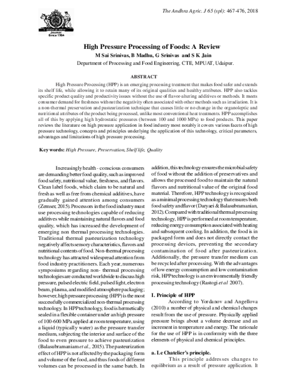 (PDF) High Pressure Processing of Foods A Review.pdf