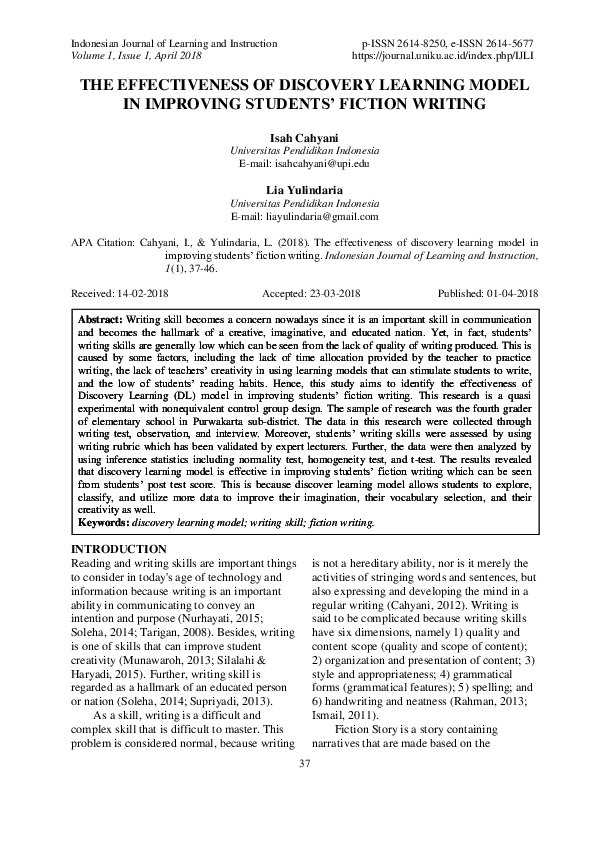 (PDF) THE EFFECTIVENESS OF DISCOVERY LEARNING MODEL IN IMPROVING