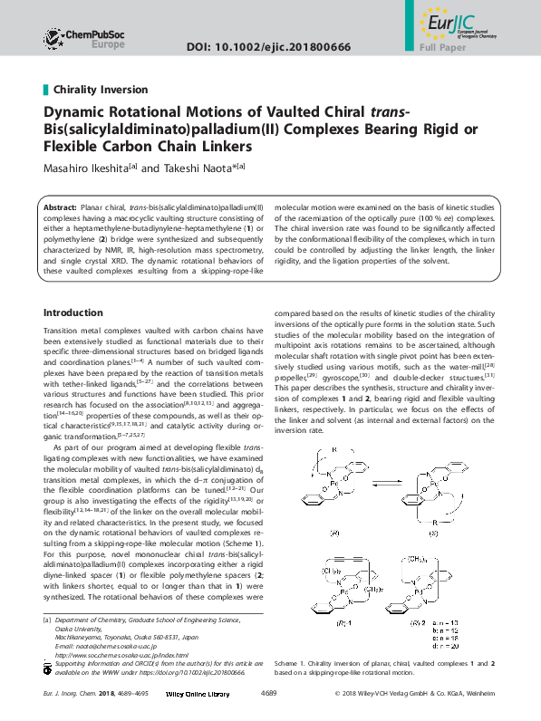 (PDF) Dynamic Rotational Motions of Vaulted Chiral trans- Bis ...