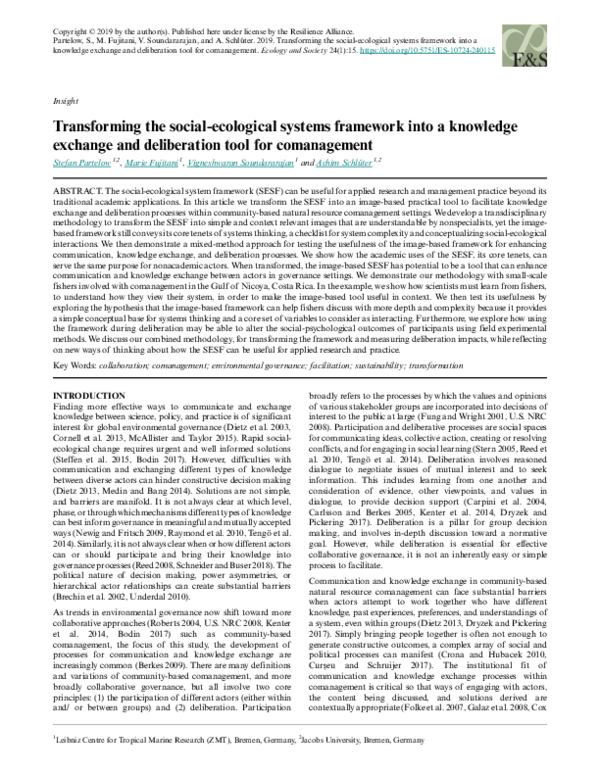 (PDF) Transforming the social-ecological systems framework into a ...