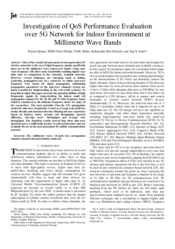 (PDF) Investigation of QoS Performance Evaluation over 5G Network for ...