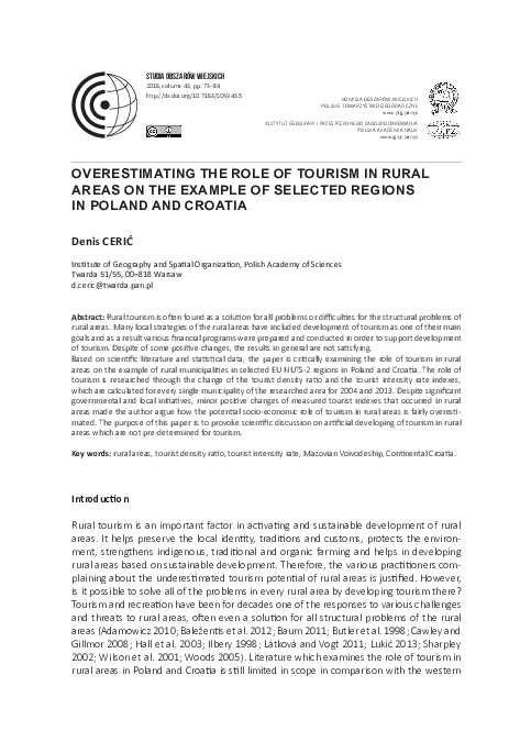 (PDF) Overestimating the role of tourism in rural areas Poland-Croatia