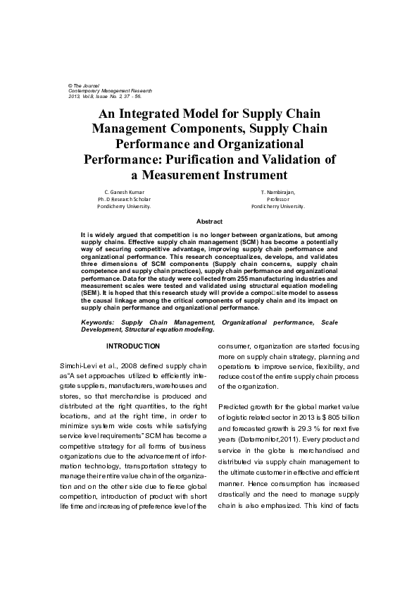 (PDF) The impact of supply chain management practices on competitive advantage and