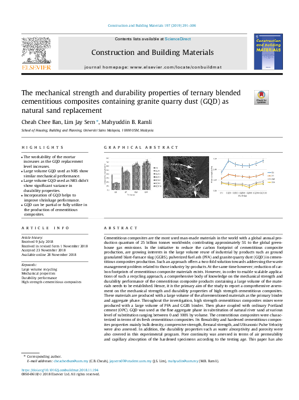 (PDF) The mechanical strength and durability properties of ternary ...